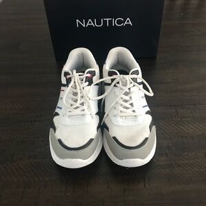 Nautica Men's White, Gray, and Blue Sneakers